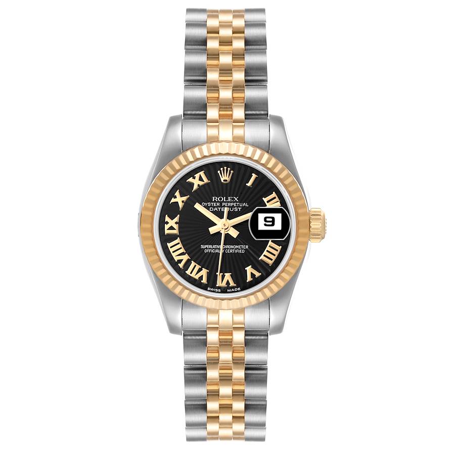 Rolex Lady Date Just 26mm Two-Tone 18K Yellow Gold & Steel Black Roman Dial Ref. 179173