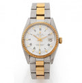 Rolex Oyster Perpetual Date 31mm Two-Tone 18K Yellow Gold & Steel White Roman Dial Ref. 6827