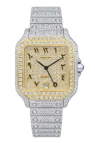 Cartier Santos 40mm Two-Tone 18K Yellow Gold & Steel Arabic Diamond Dial Ref. WSSA0062