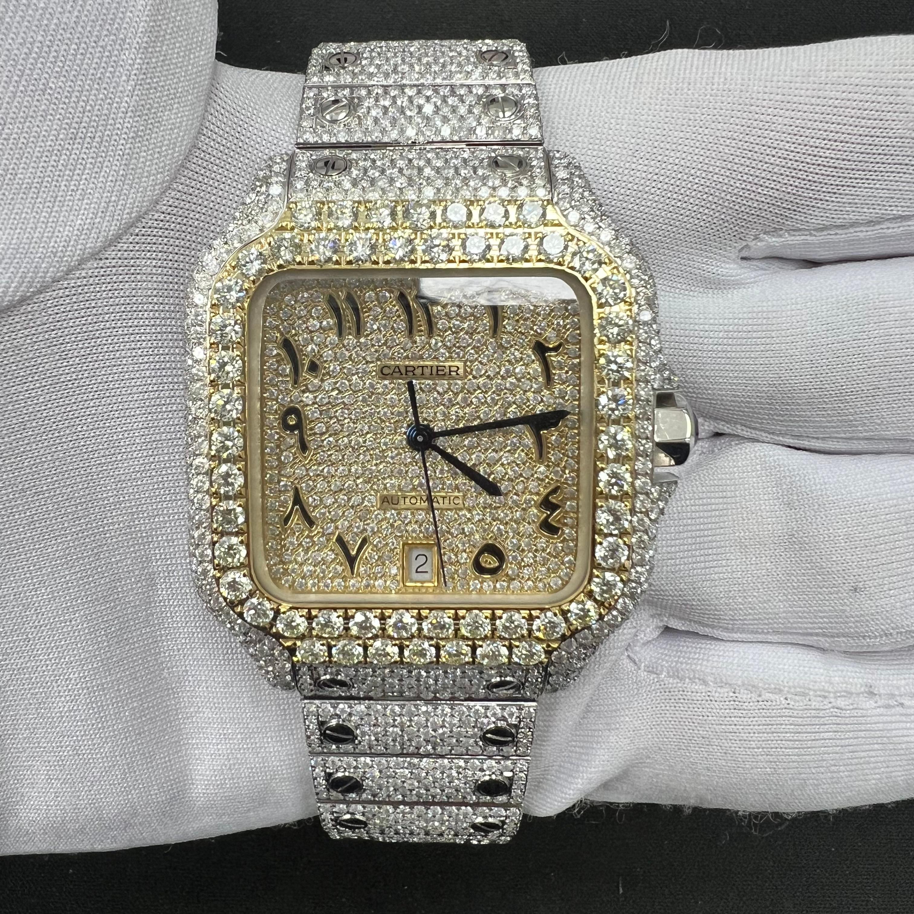 Cartier Santos 40mm Two-Tone 18K Yellow Gold & Steel Arabic Diamond Dial Ref. WSSA0062