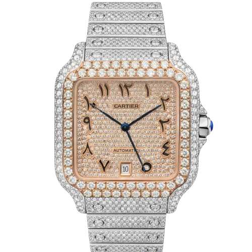Cartier Santos 40mm Two-Tone 18K Rose Gold & Steel Arabic Diamond Dial Ref. WSSA0018