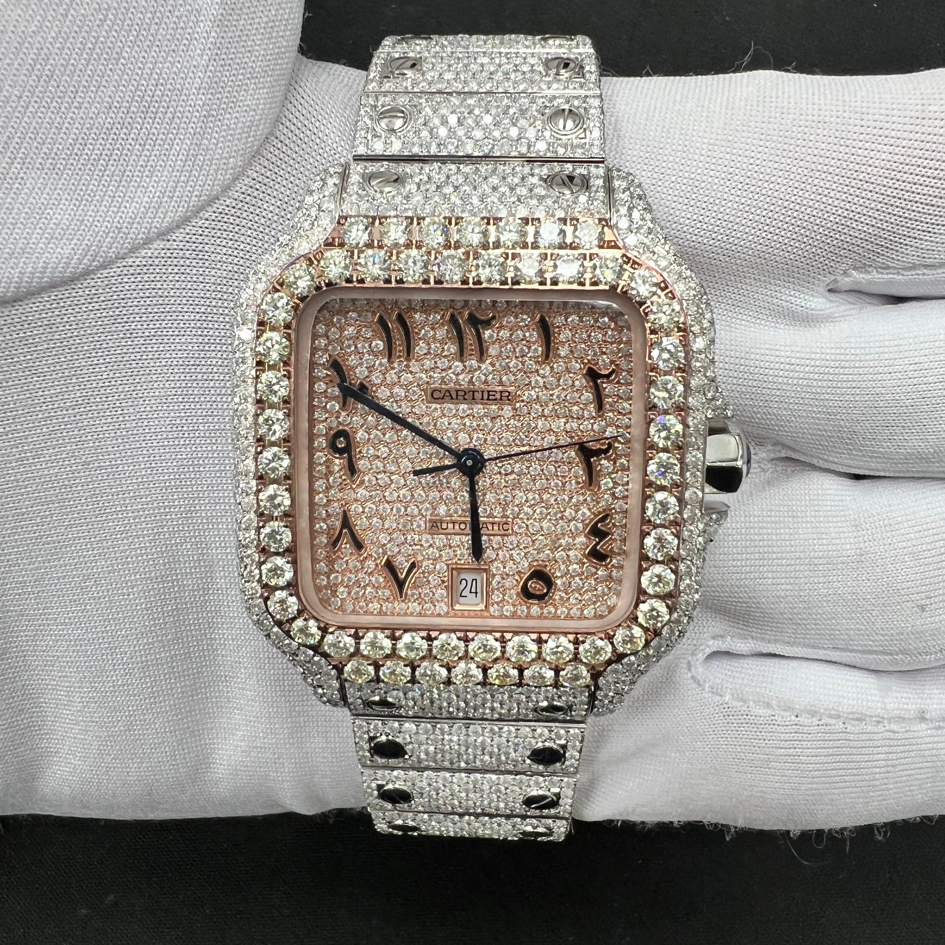 Cartier Santos 40mm Two-Tone 18K Rose Gold & Steel Arabic Diamond Dial Ref. WSSA0018