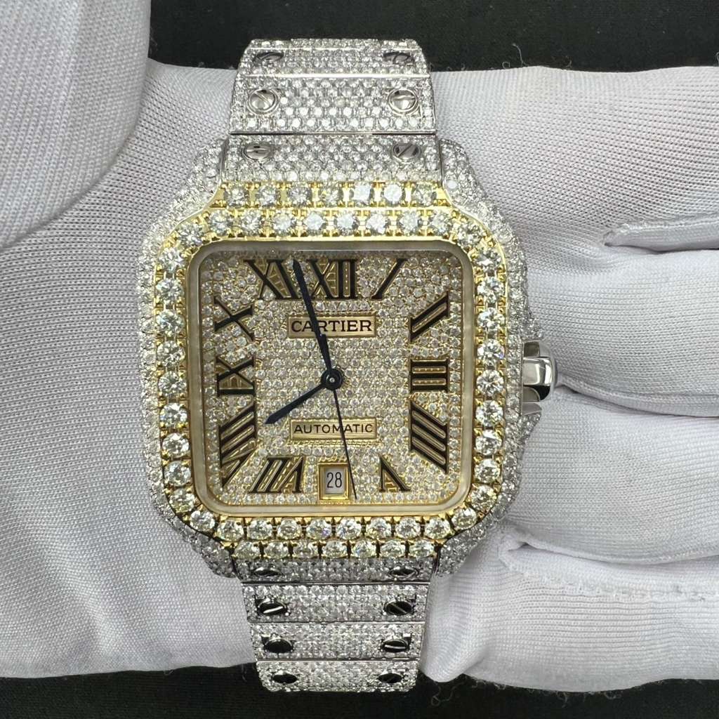 Cartier Santos 40mm Two-Tone 18K Yellow Gold & Steel Roman Diamond Dial Ref. WSSA0062