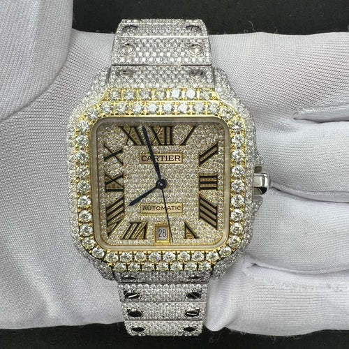 Cartier Santos 40mm Two-Tone 18K Yellow Gold & Steel Roman Diamond Dial Ref. WSSA0062