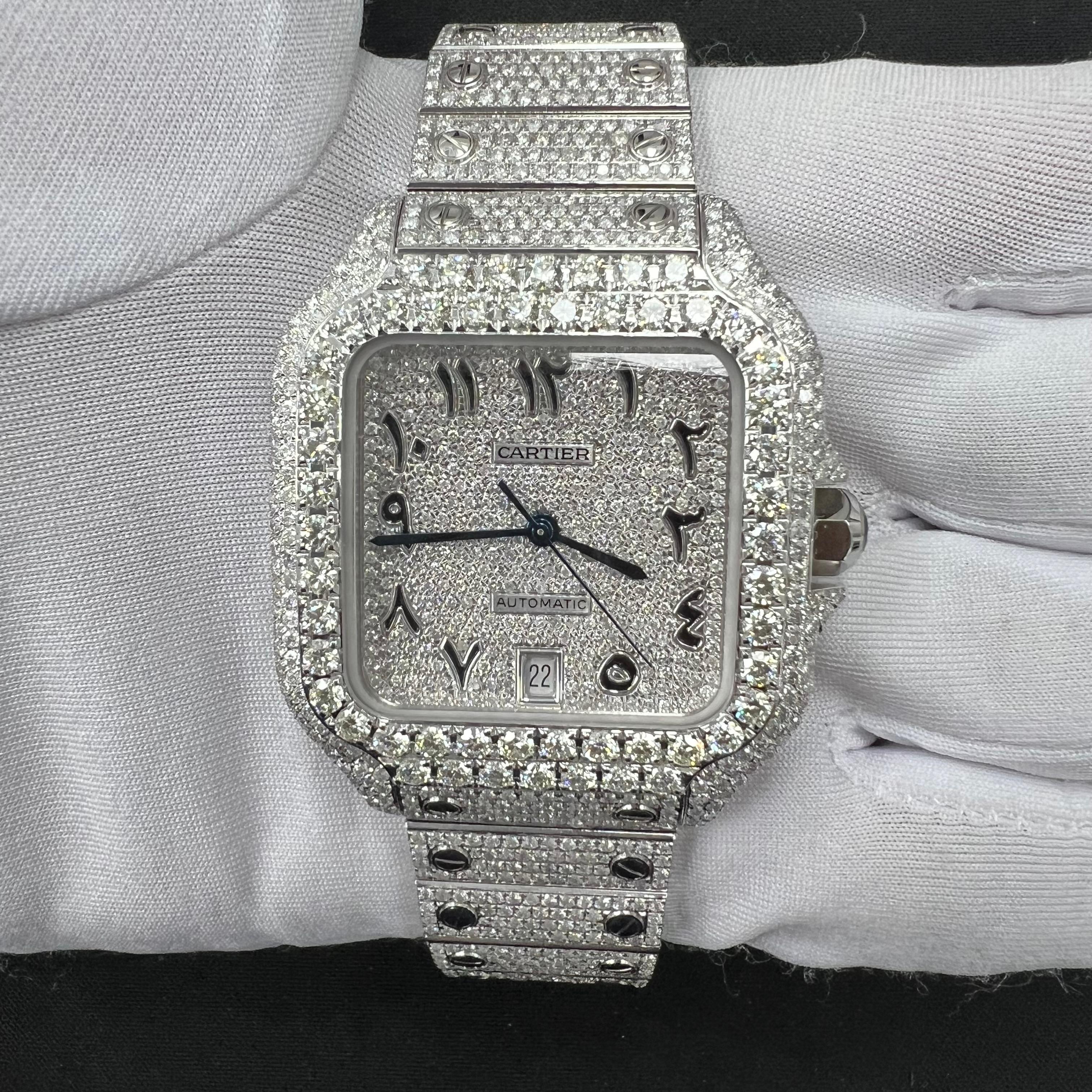 Cartier Santos 40mm Stainless Steel Arabic Diamond Dial Ref. WSSA0018