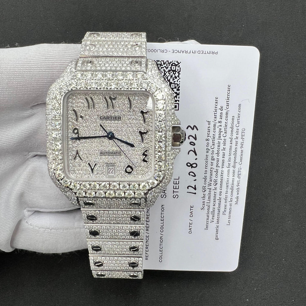 Cartier Santos 40mm Stainless Steel Arabic Diamond Dial Ref. WSSA0018