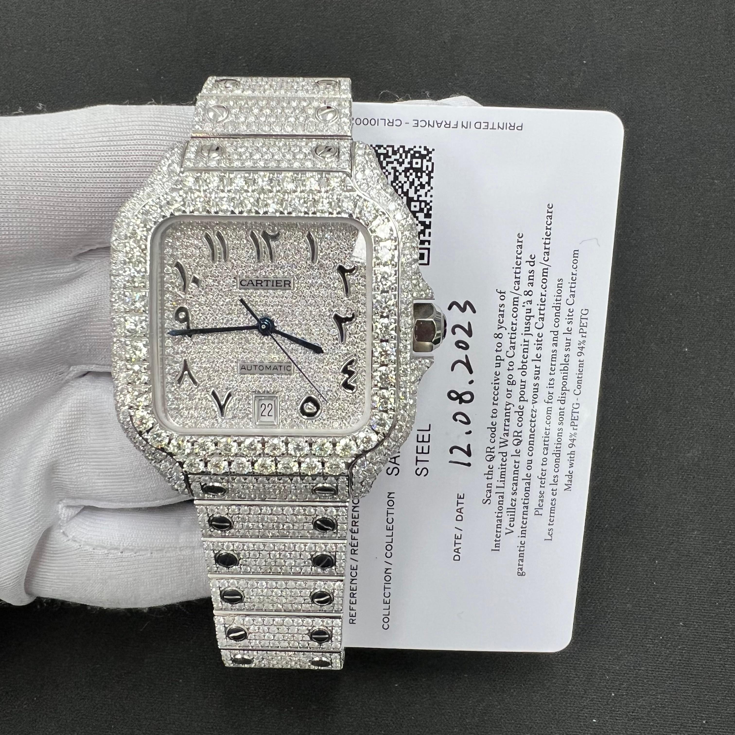 Cartier Santos 40mm Stainless Steel Arabic Diamond Dial Ref. WSSA0018