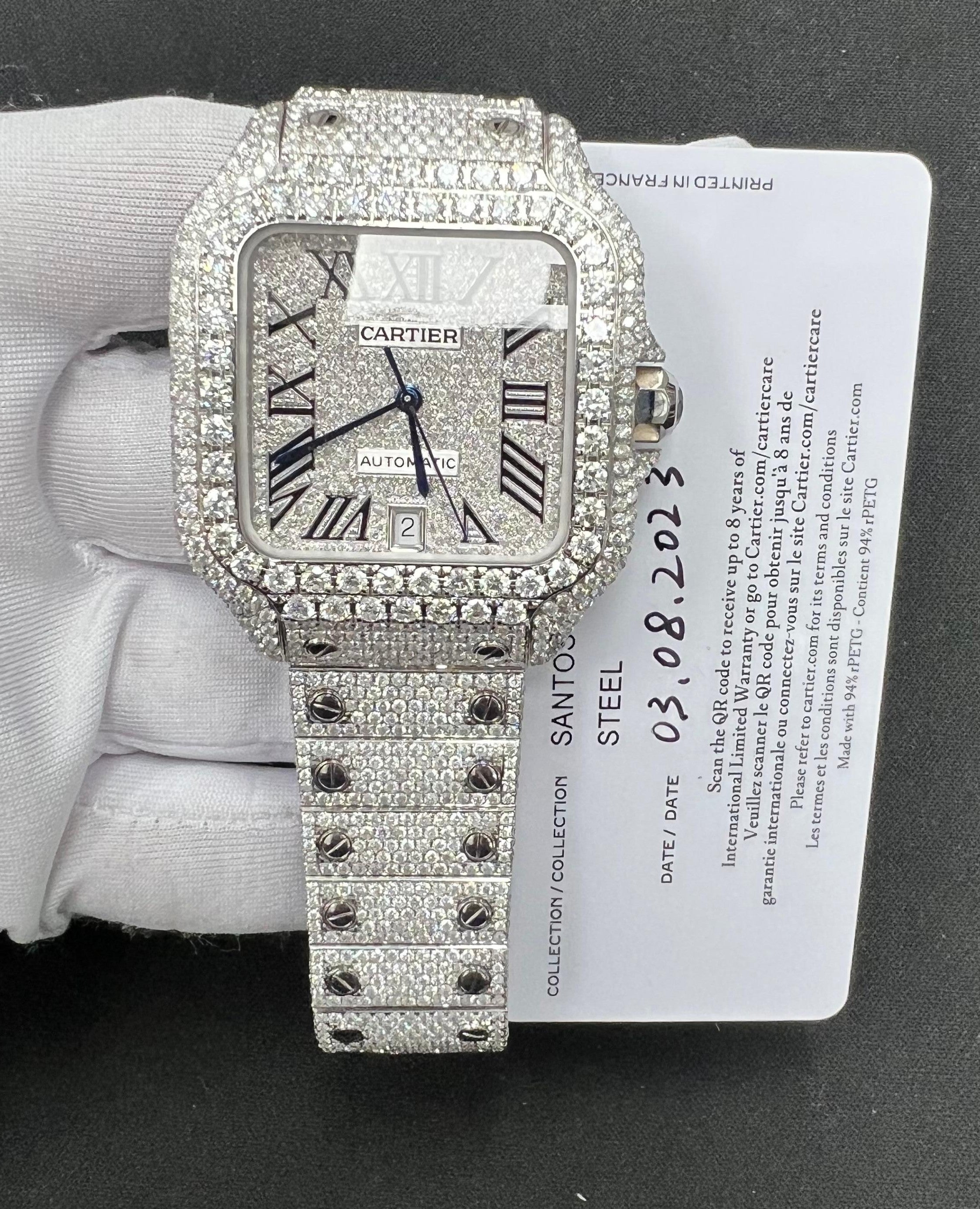 Cartier Santos 40mm Stainless Steel Roman Diamond Dial Ref. WSSA0018