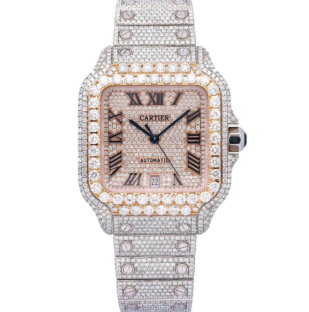 Cartier Santos 40mm Two-Tone 18K Rose Gold & Steel Roman Diamond Dial Ref. WSSA0018