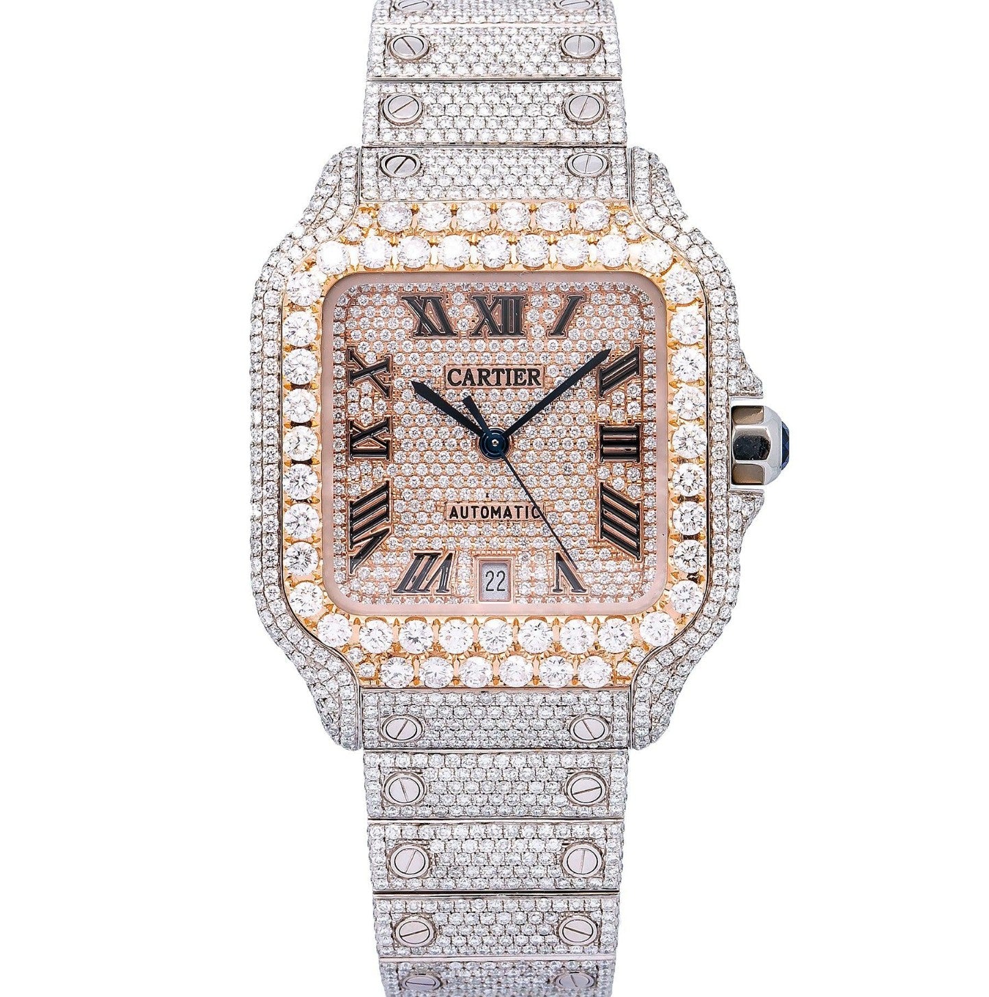 Cartier Santos 40mm Two-Tone 18K Rose Gold & Steel Roman Diamond Dial Ref. WSSA0018