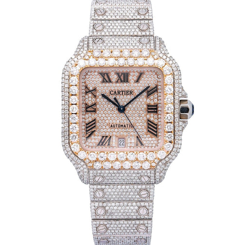 Cartier Santos 40mm Two-Tone 18K Rose Gold & Steel Roman Diamond Dial Ref. WSSA0018