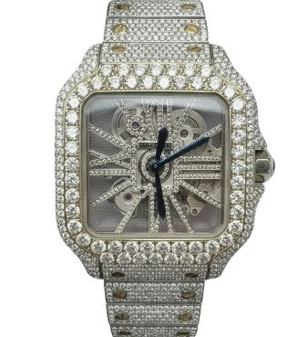 Cartier Santos 39.8mm Two-Tone 18K Yellow Gold & Steel Skeleton Diamond Dial Ref. WSSA0018