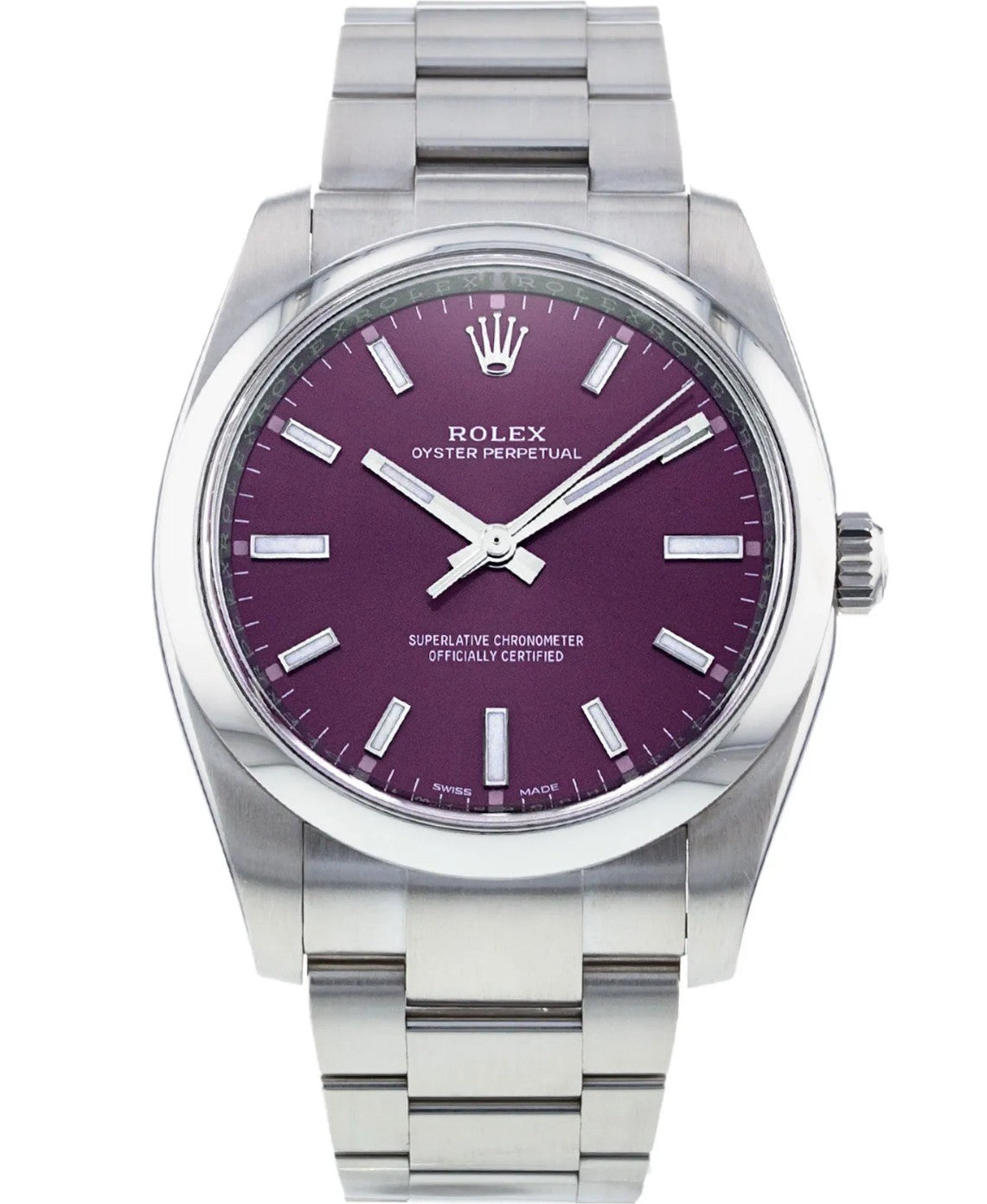Rolex Oyster Perpetual 34mm Stainless Steel Grape Dial Ref. 114200
