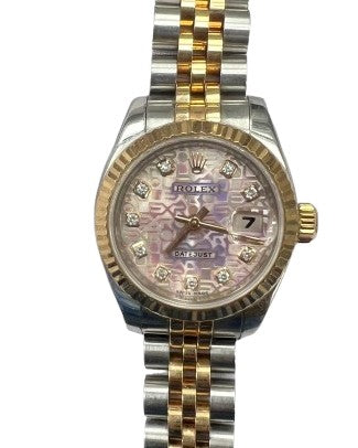 Rolex Datejust 26mm Two-Tone 18K Rose Gold & Steel White Diamond Dial