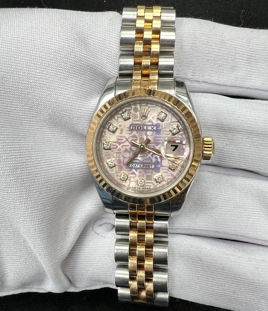 Rolex Datejust 26mm Two-Tone 18K Rose Gold & Steel White Diamond Dial
