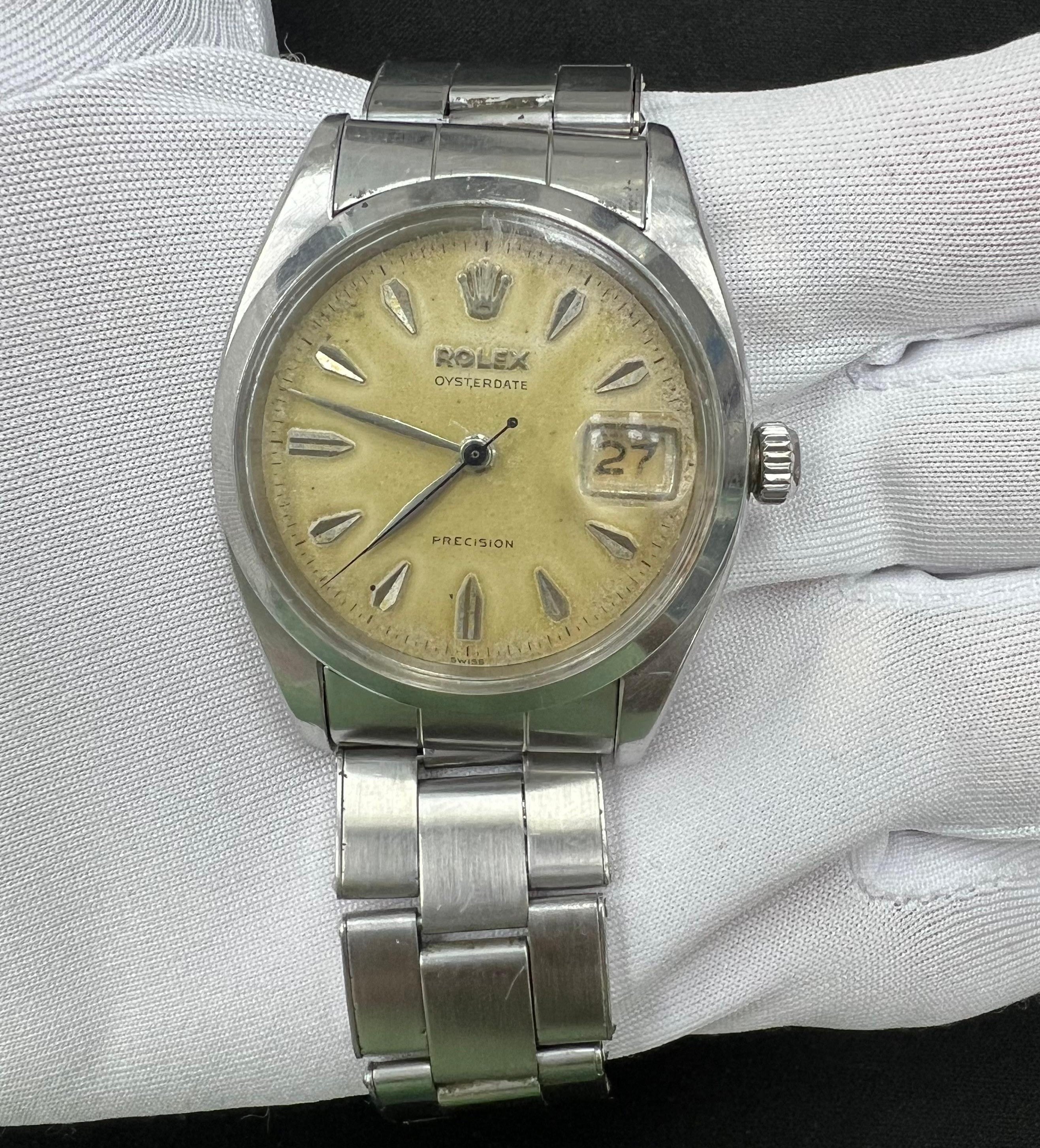 Rolex Oysterdate 34mm Stainless Steel Champagne Dial Ref. 6494