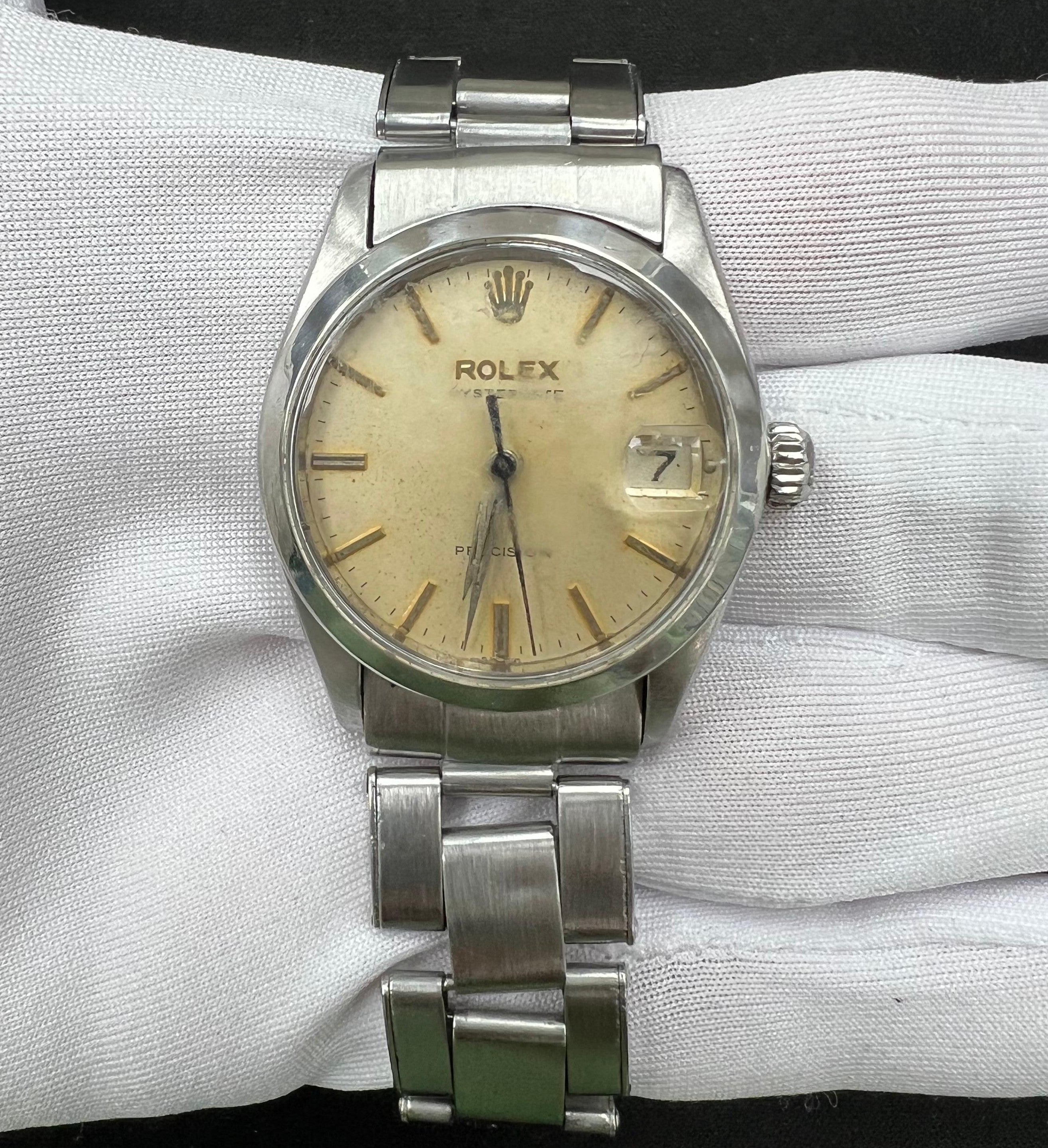Rolex Oysterdate 31mm Stainless Steel Pale Yellow Dial Ref. 6466