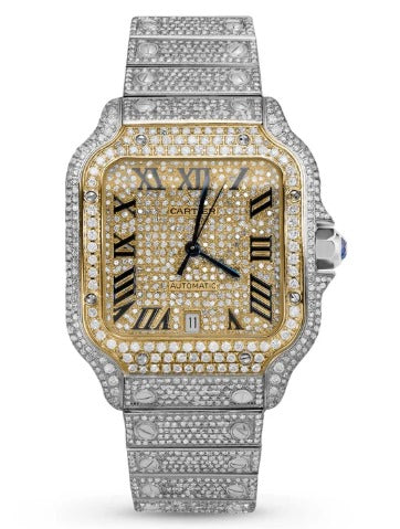 Cartier Santos 40mm Two-Tone 18K Yellow Gold & Steel Roman Diamond Dial Ref. WSSA0018