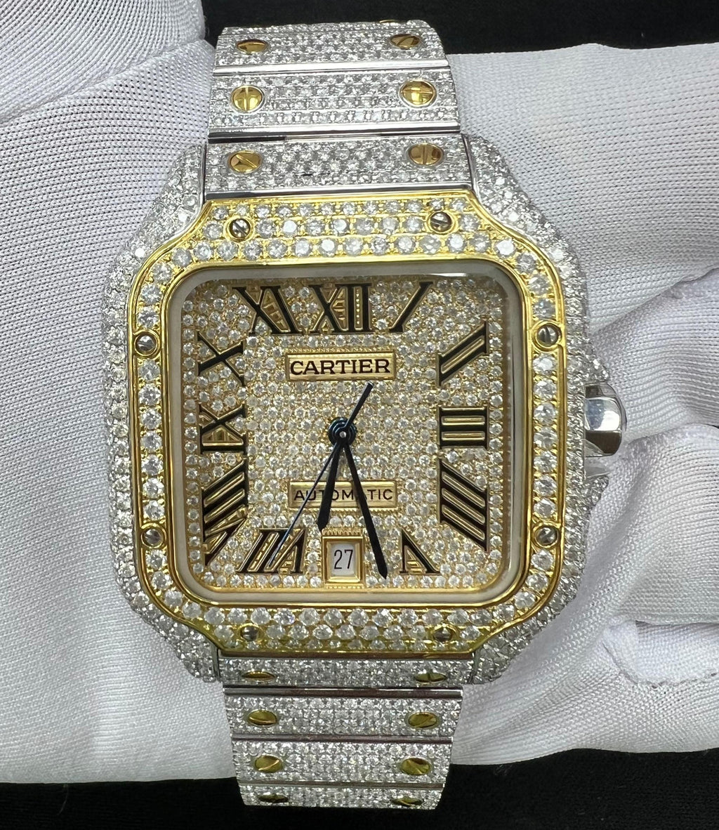 Cartier Santos 40mm Two-Tone 18K Yellow Gold & Steel Roman Diamond Dial Ref. WSSA0018