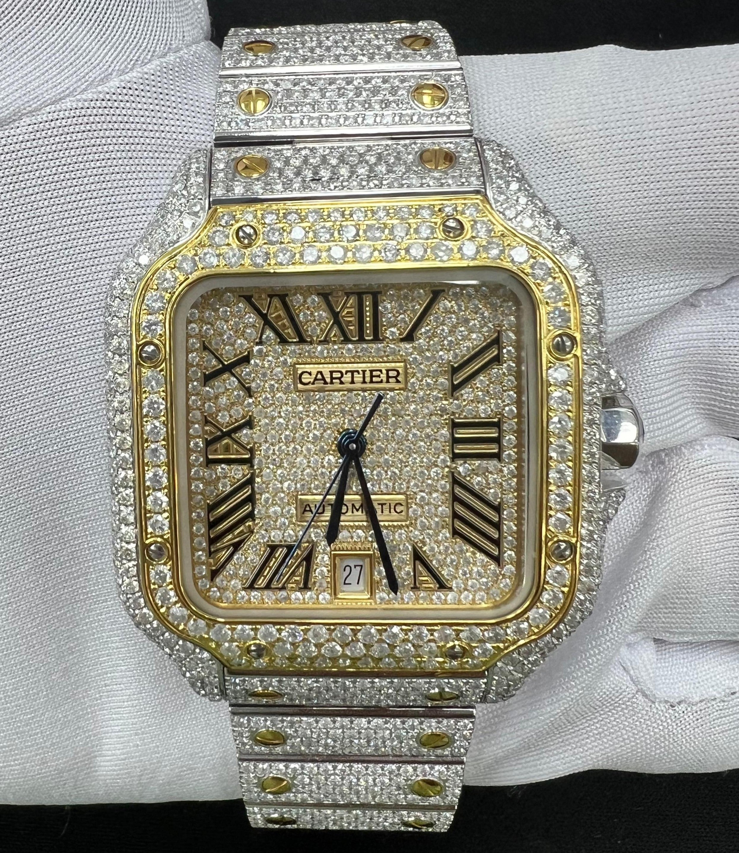 Cartier Santos 40mm Two-Tone 18K Yellow Gold & Steel Roman Diamond Dial Ref. WSSA0018