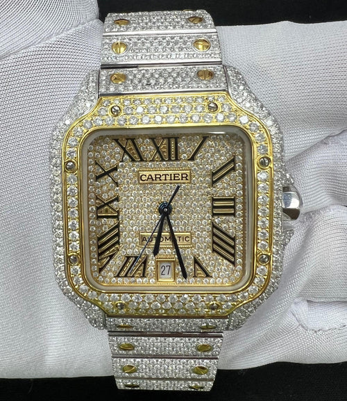 Cartier Santos 40mm Two-Tone 18K Yellow Gold & Steel Roman Diamond Dial Ref. WSSA0018
