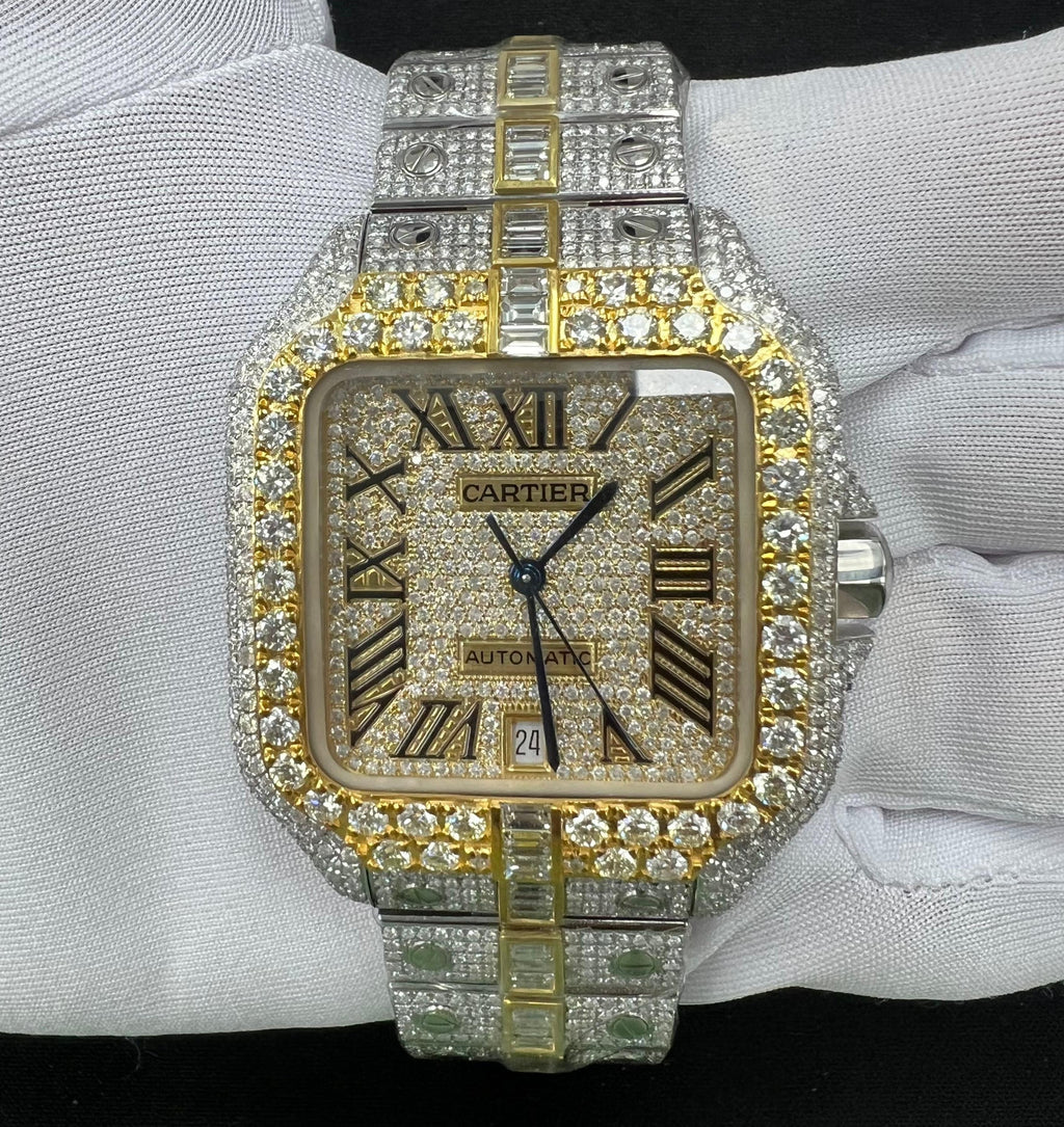 Cartier Santos 40mm Two-Tone 18K Yellow Gold & Steel Roman Diamond Dial Ref. WSSA0030