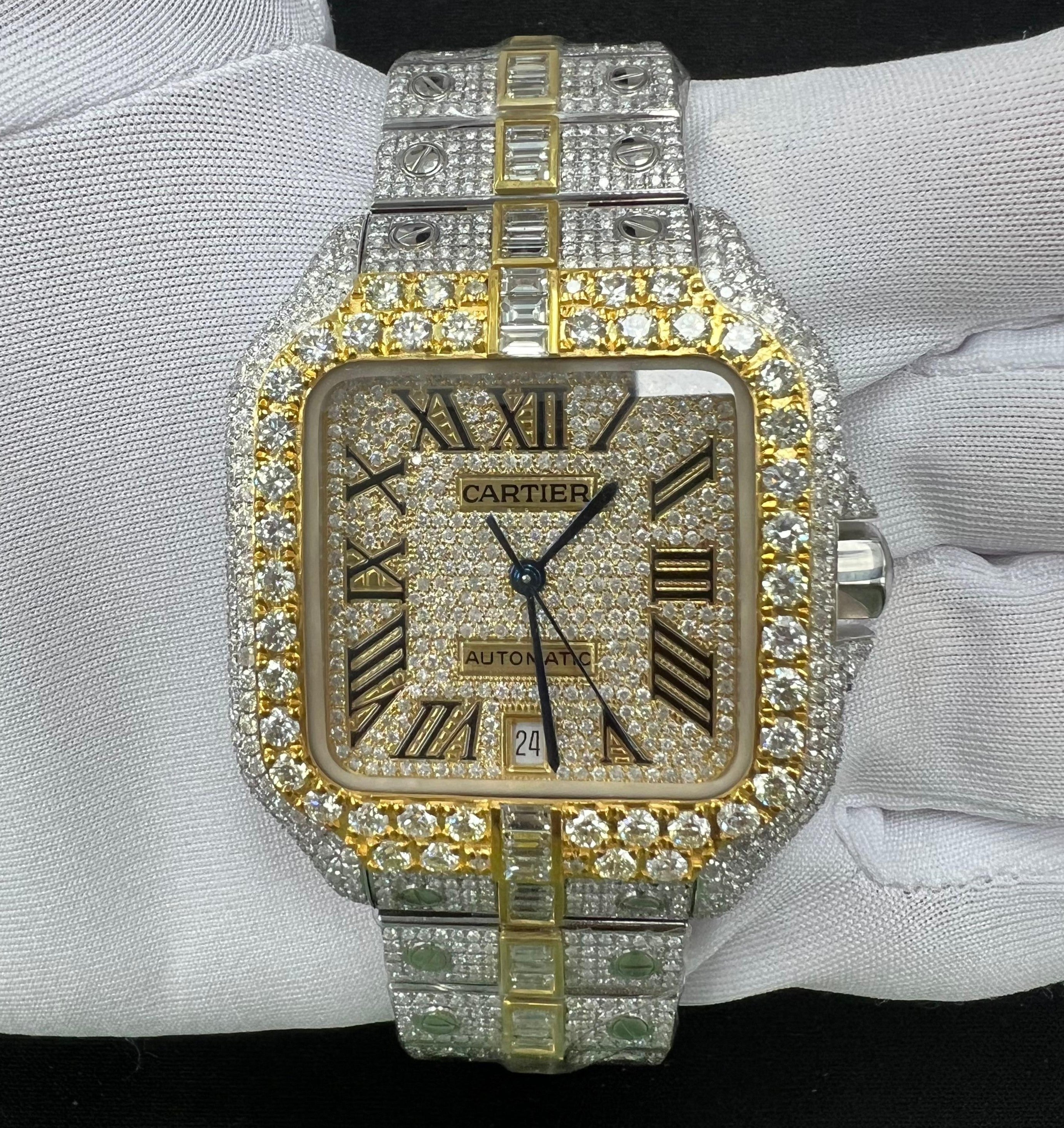 Cartier Santos 40mm Two-Tone 18K Yellow Gold & Steel Roman Diamond Dial Ref. WSSA0030
