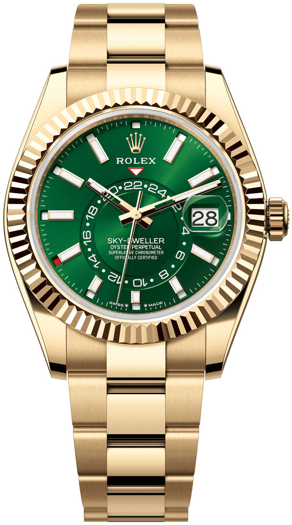 Rolex Sky Dweller 42mm 18K Yellow Gold Bright Green Dial Ref. 336938