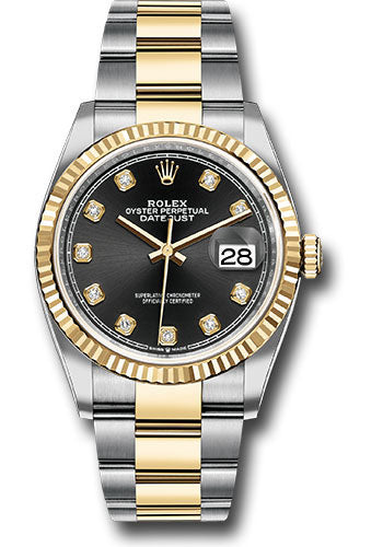 Rolex Datejust 36mm Two-Tone 18K Yellow Gold & Steel Black Diamond Dial Ref. 126233