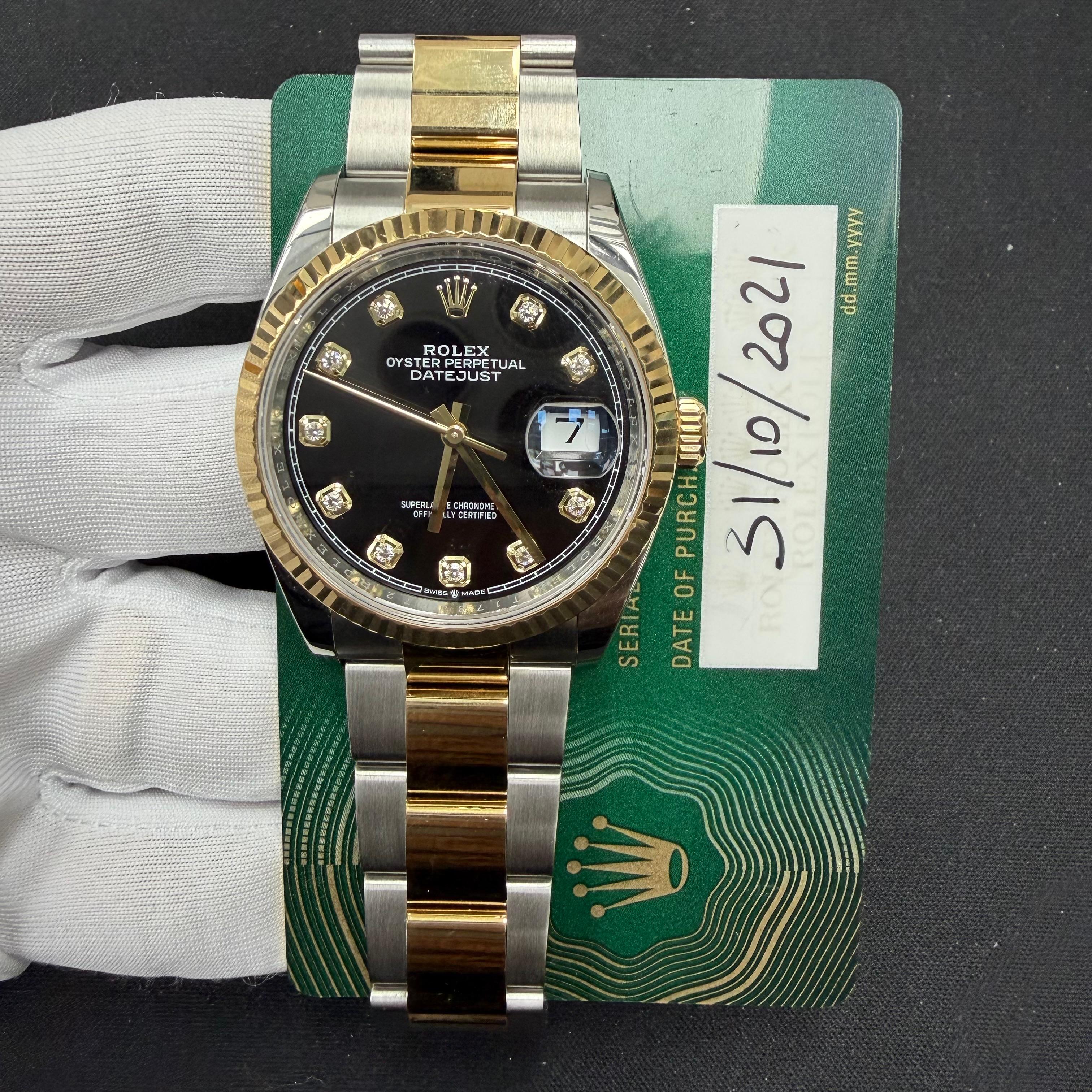 Rolex Datejust 36mm Two-Tone 18K Yellow Gold & Steel Black Diamond Dial Ref. 126233