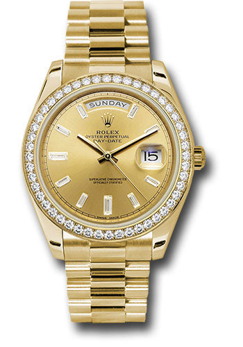 Rolex Day-Date 40mm 18K Yellow Gold Champagne Diamond Dial Ref. 228348RBR
