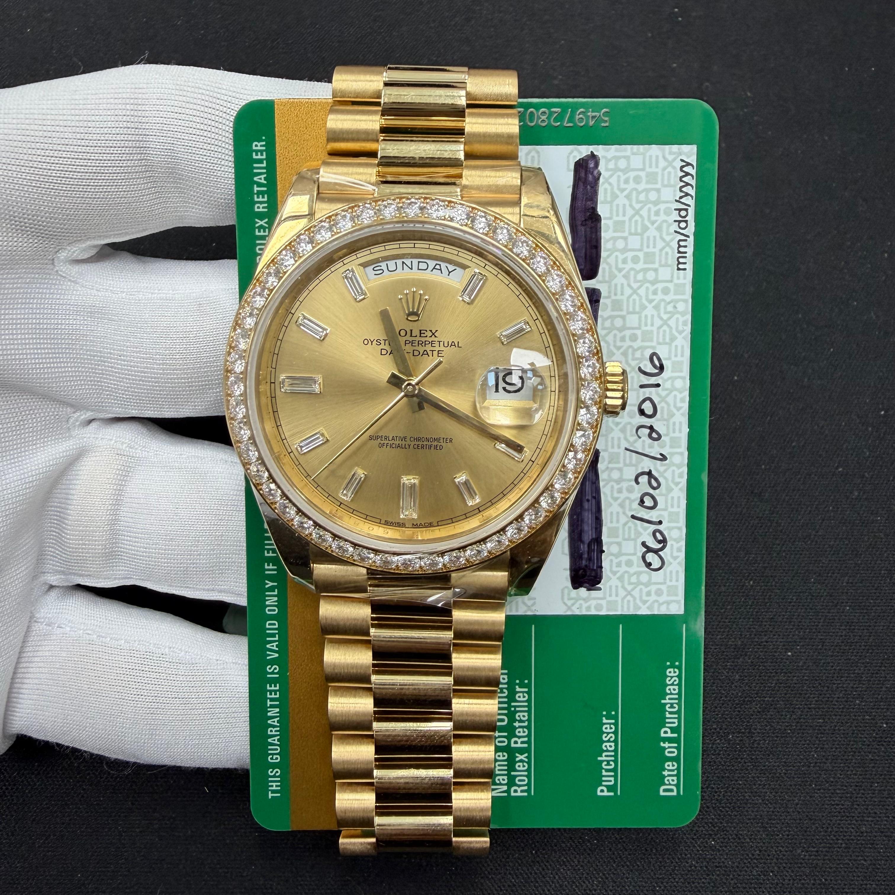 Rolex Day-Date 40mm 18K Yellow Gold Champagne Diamond Dial Ref. 228348RBR