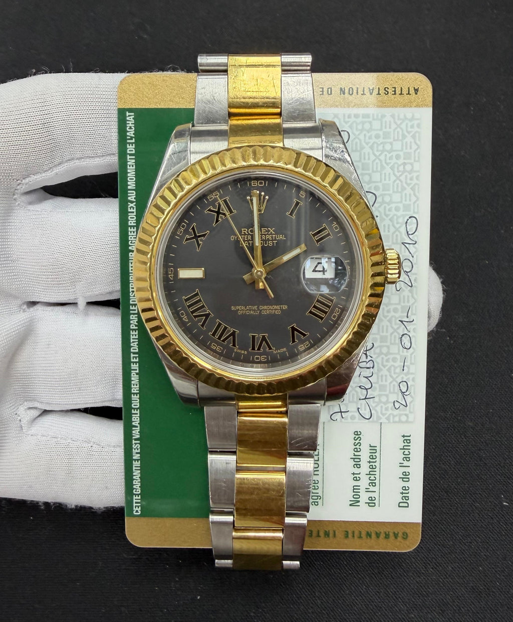 Rolex Datejust II 41mm Two-Tone 18K Yellow Gold & Steel Rhodium Roman Dial Ref. 116333