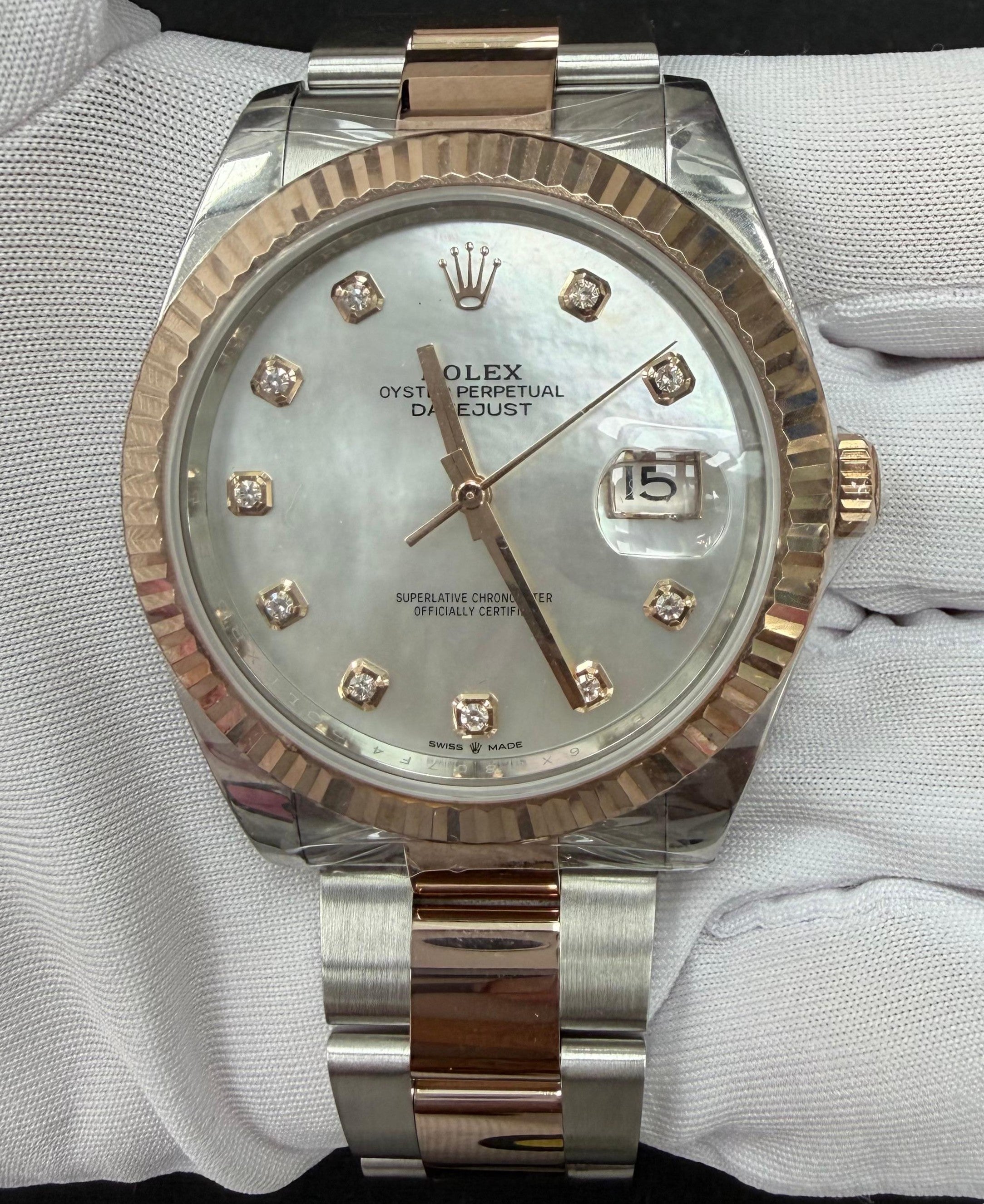 Rolex Datejust 41mm Two-Tone 18K Rose Gold & Steel MOP Diamond Dial Ref. 126331