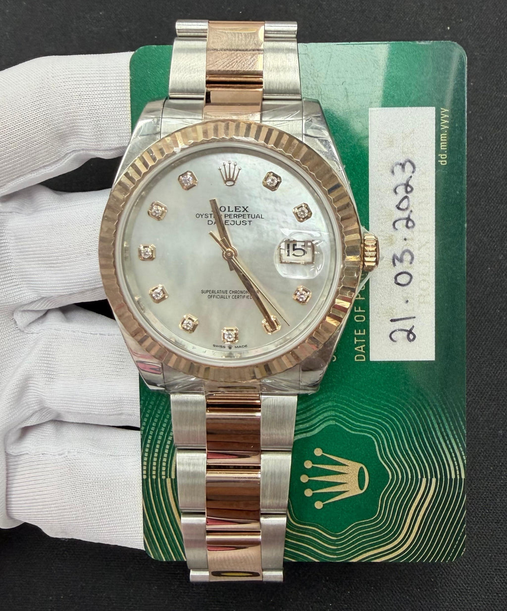 Rolex Datejust 41mm Two-Tone 18K Rose Gold & Steel MOP Diamond Dial Ref. 126331