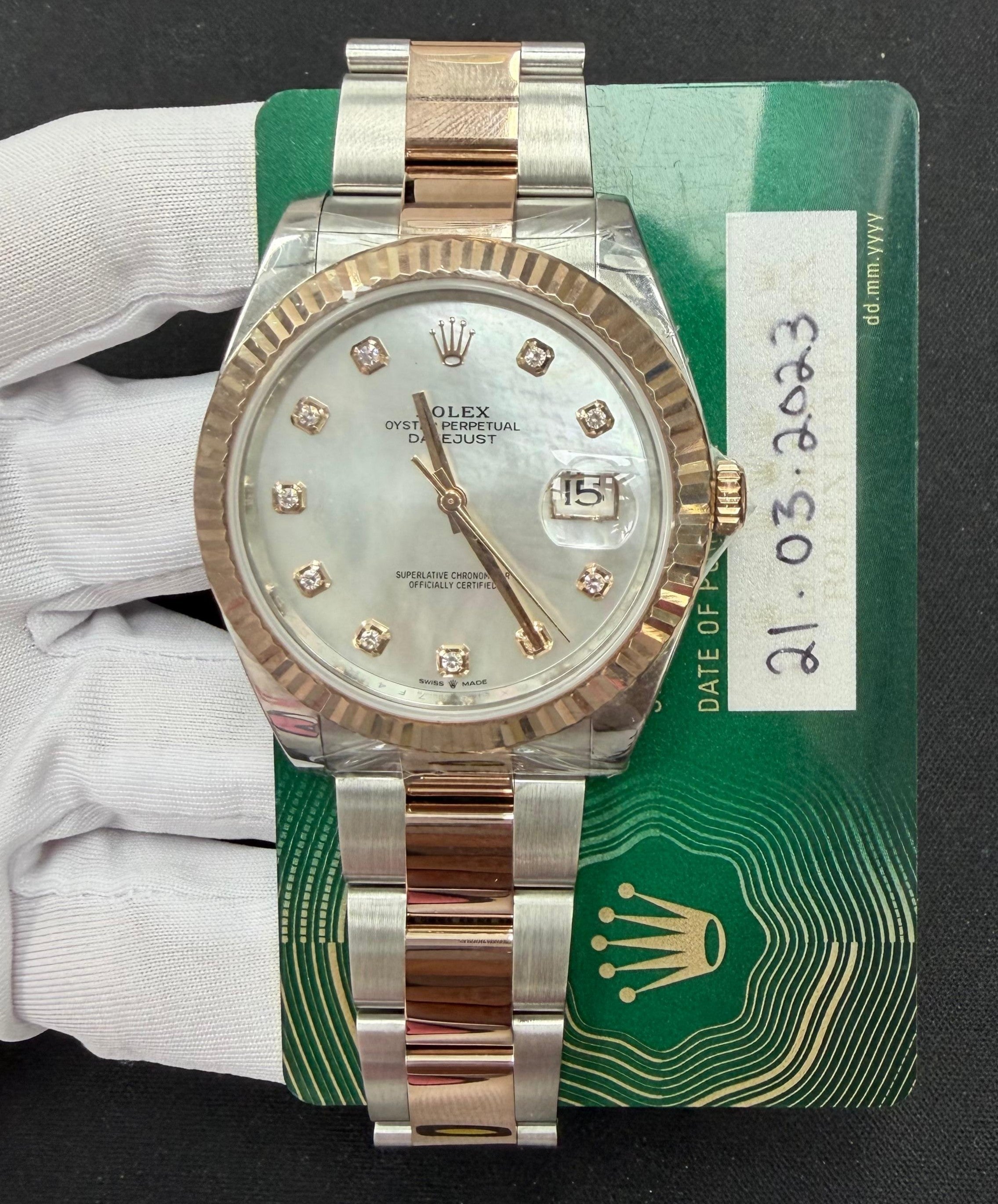Rolex Datejust 41mm Two-Tone 18K Rose Gold & Steel MOP Diamond Dial Ref. 126331