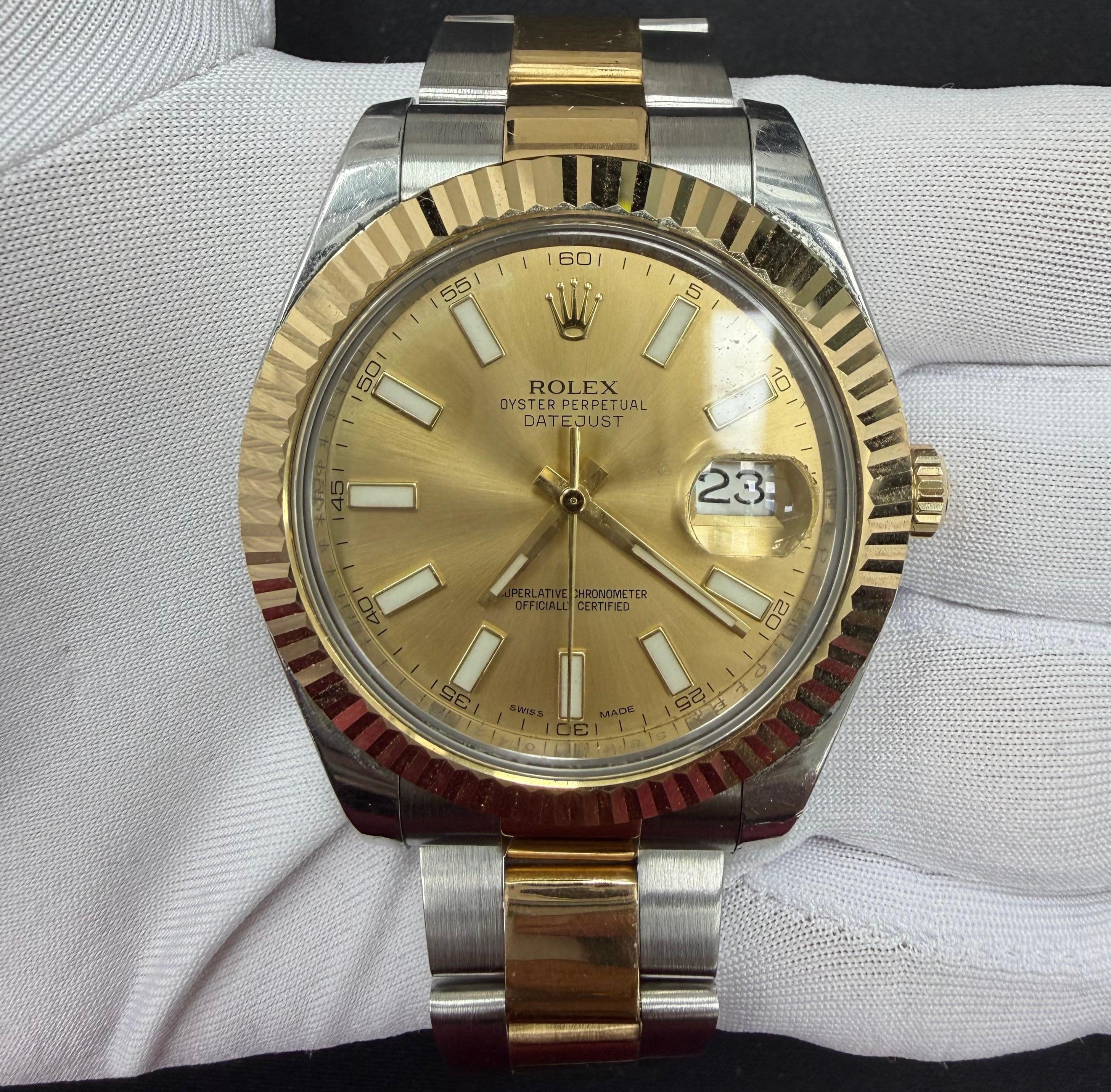 Rolex Datejust II 41mm Two-Tone 18K Yellow Gold & Steel Champagne Dial Ref. 116333