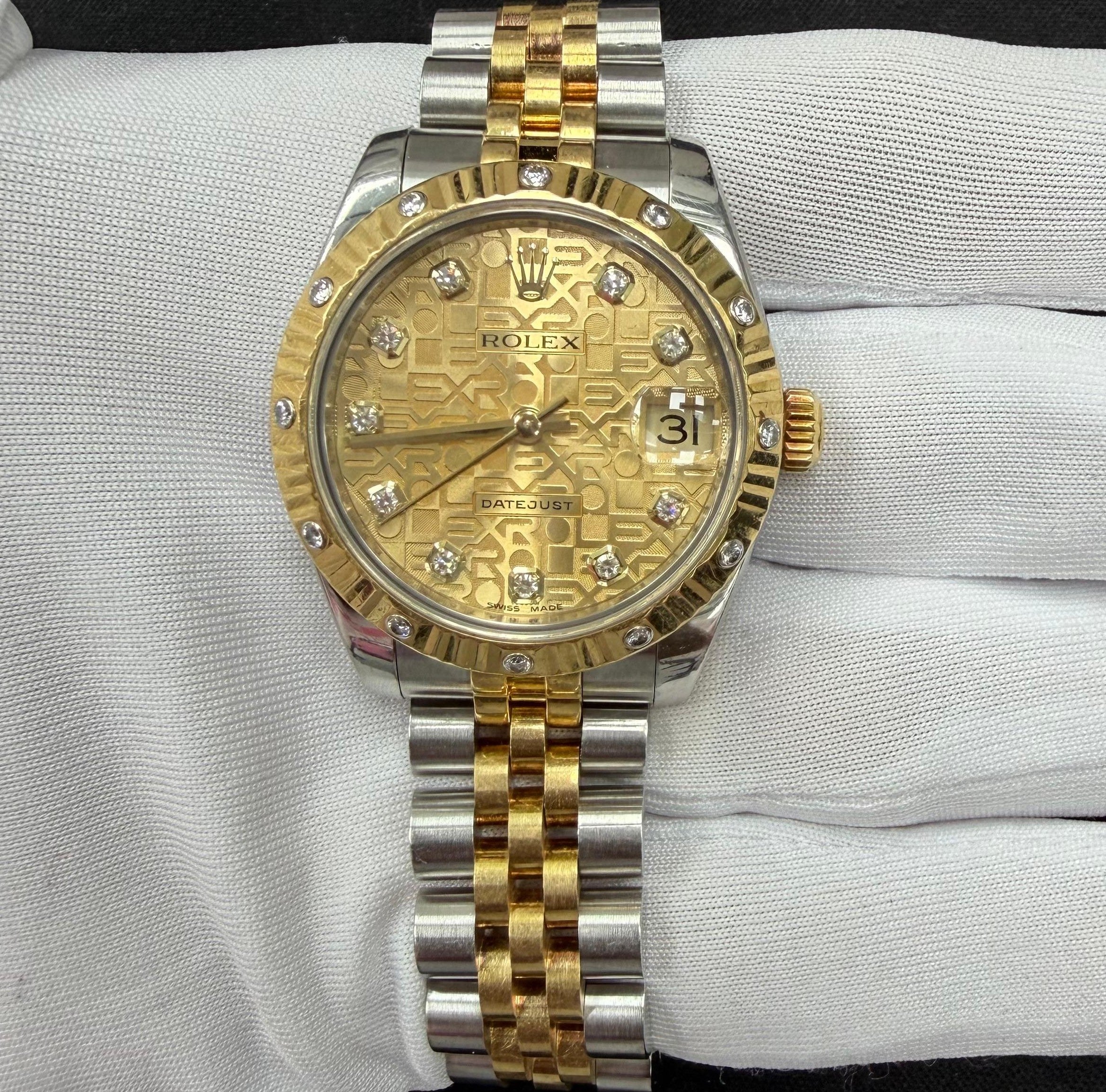 Rolex Datejust 31mm Two-Tone 18K Yellow Gold & Steel Champagne Diamond Dial Ref. 178313