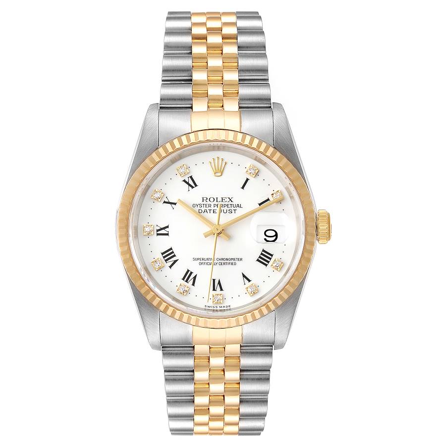 Rolex Datejust 31mm Two-Tone 18K Yellow Gold & Steel White Roman Diamond Dial Ref. 68274