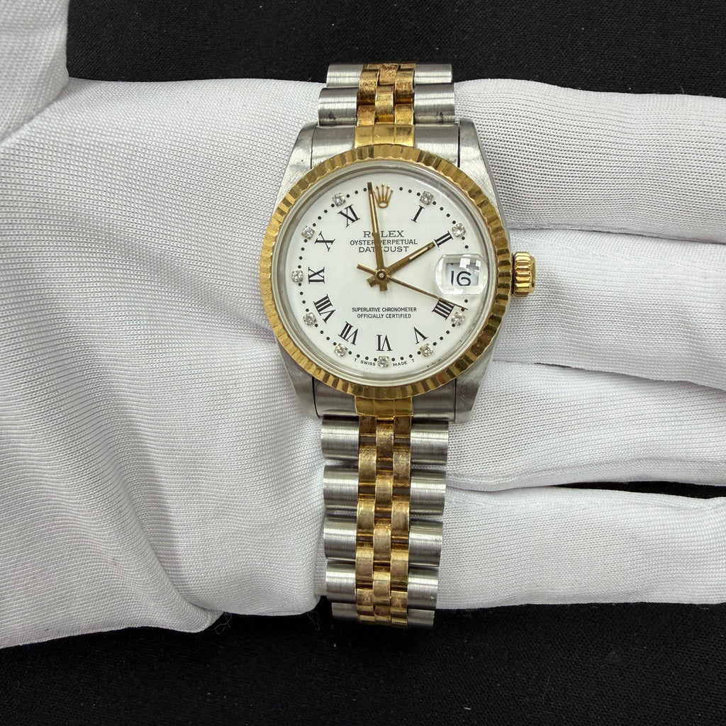 Rolex Datejust 31mm Two-Tone 18K Yellow Gold & Steel White Roman Diamond Dial Ref. 68274