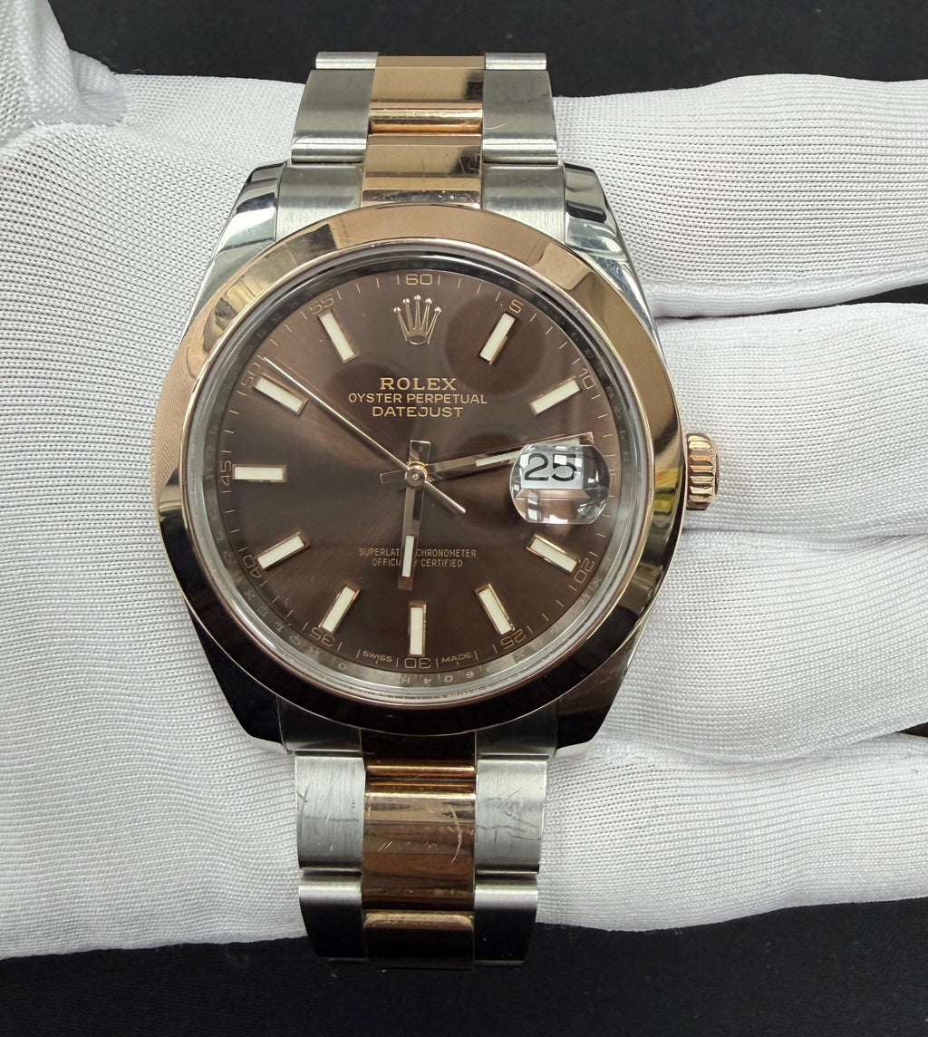 Rolex Datejust 41mm Two-Tone 18K Rose Gold & Steel Chocolate Dial Ref. 126301