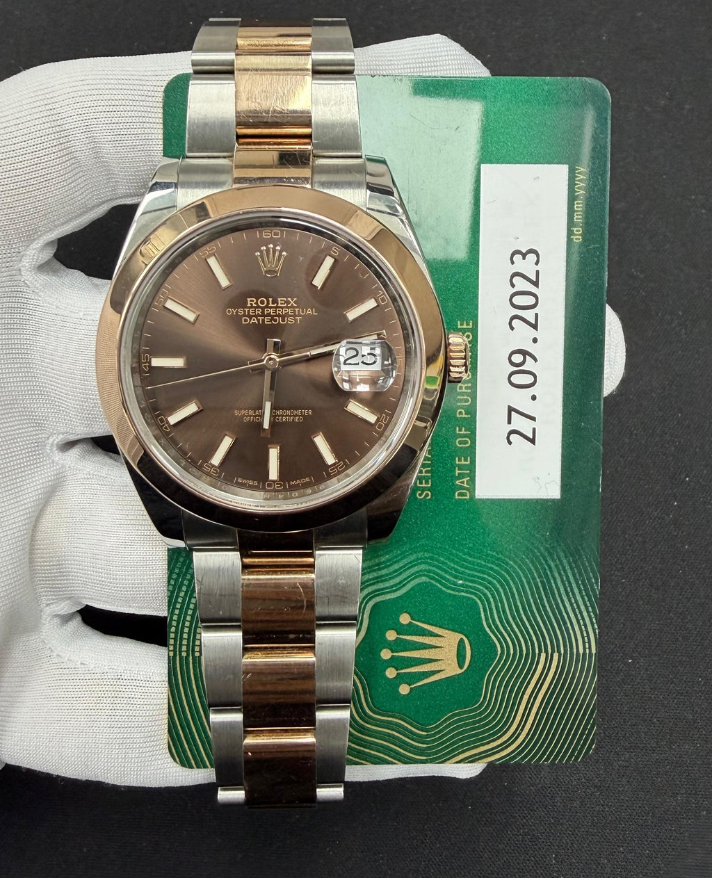 Rolex Datejust 41mm Two-Tone 18K Rose Gold & Steel Chocolate Dial Ref. 126301