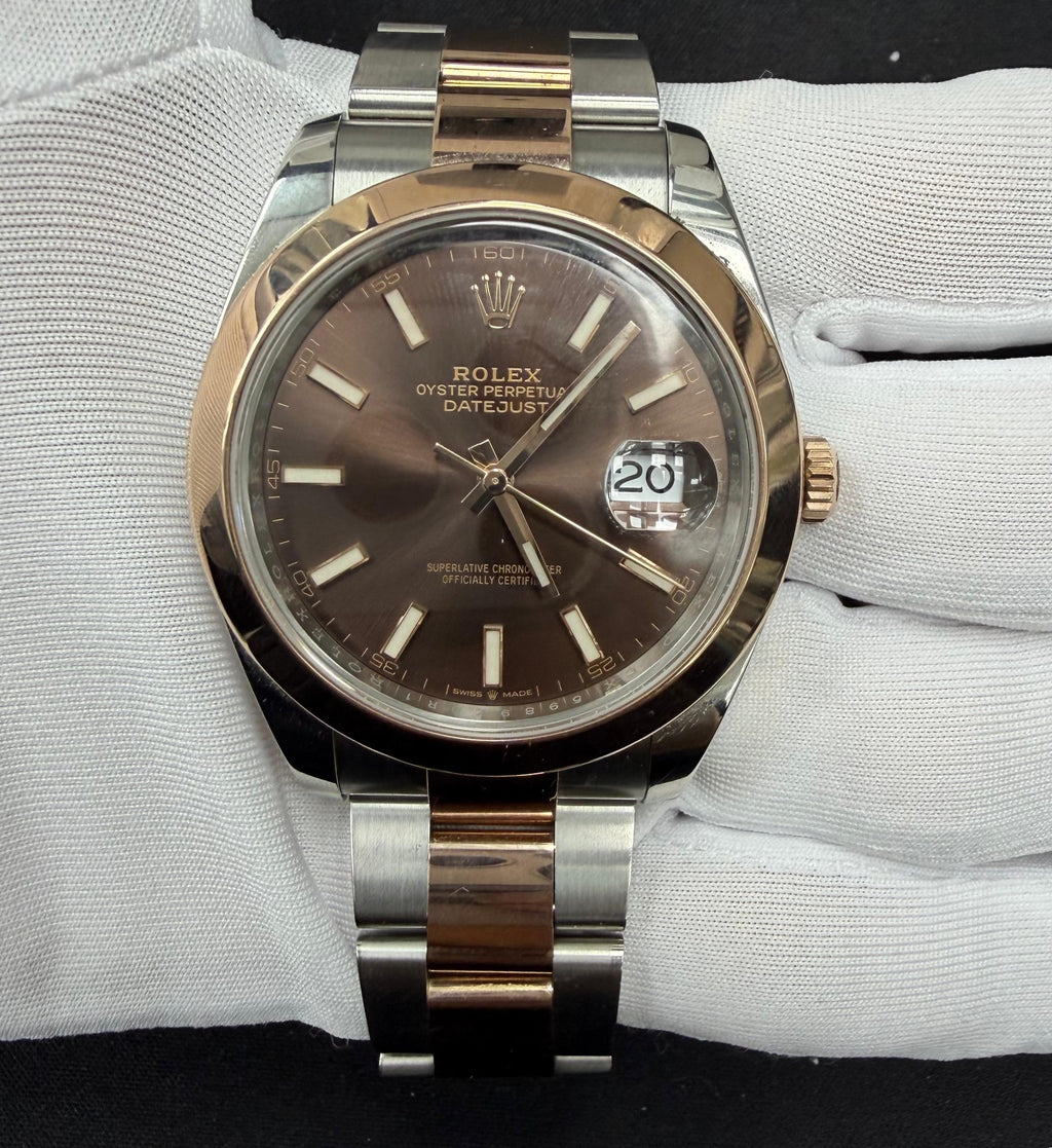 Rolex Datejust 41mm Two-Tone 18K Rose Gold & Steel Chocolate Dial Ref. 126301