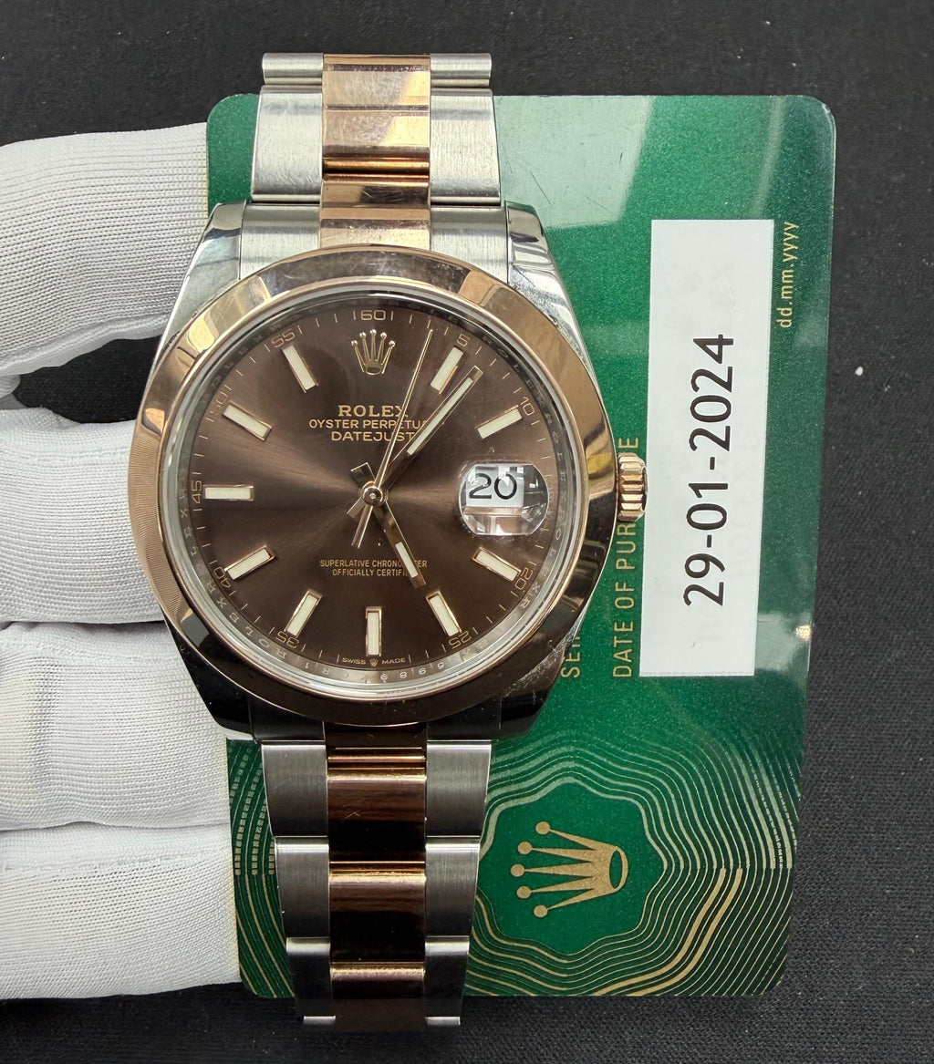 Rolex Datejust 41mm Two-Tone 18K Rose Gold & Steel Chocolate Dial Ref. 126301