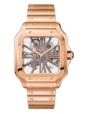 Cartier Santos 41mm 18K Rose Gold Skeleton Dial Ref. WHSA0016