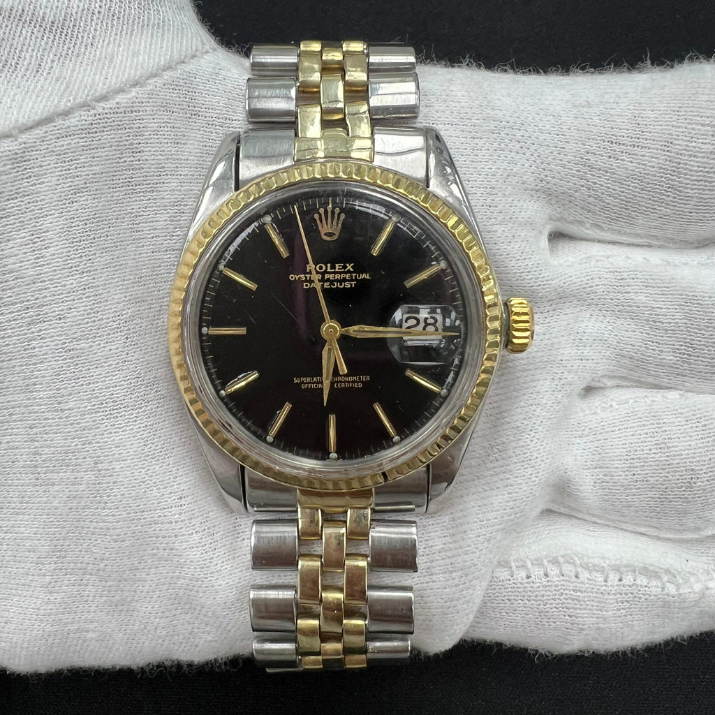 Rolex Datejust 36mm Two-Tone 18K Yellow Gold & Steel Black Dial Ref. 16013