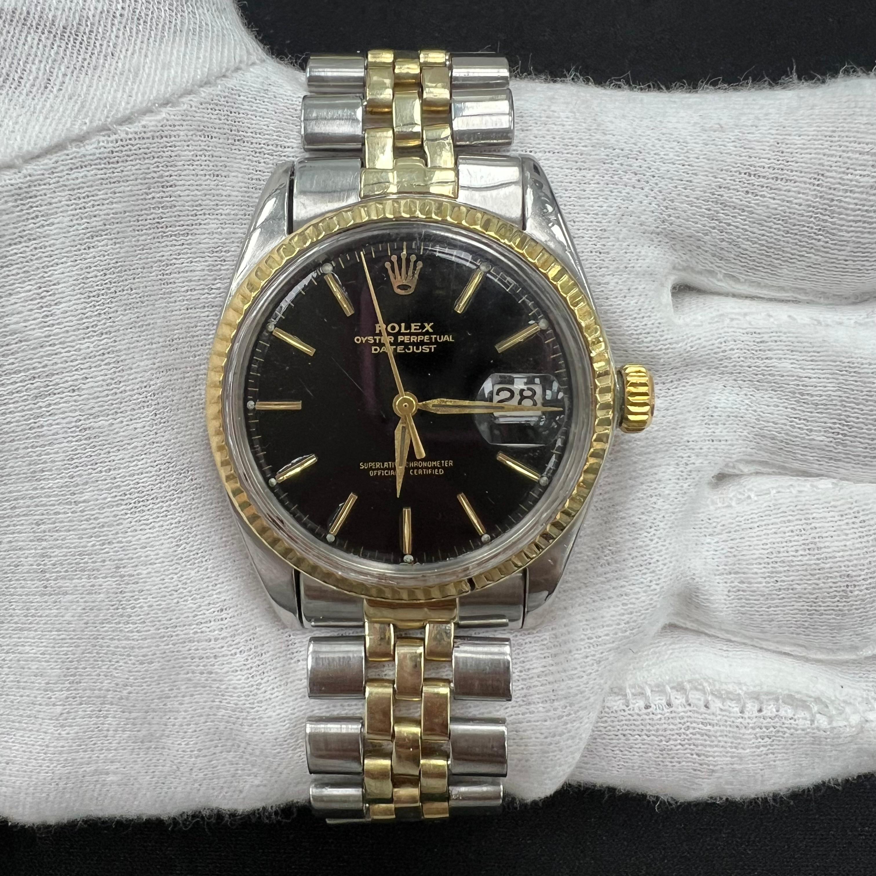 Rolex Datejust 36mm Two-Tone 18K Yellow Gold & Steel Black Dial Ref. 16013