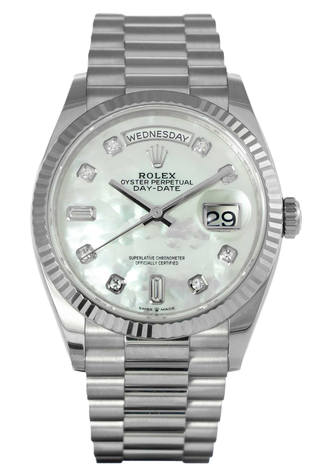 Rolex Day-Date 36mm Stainless Steel MOP Diamond Dial