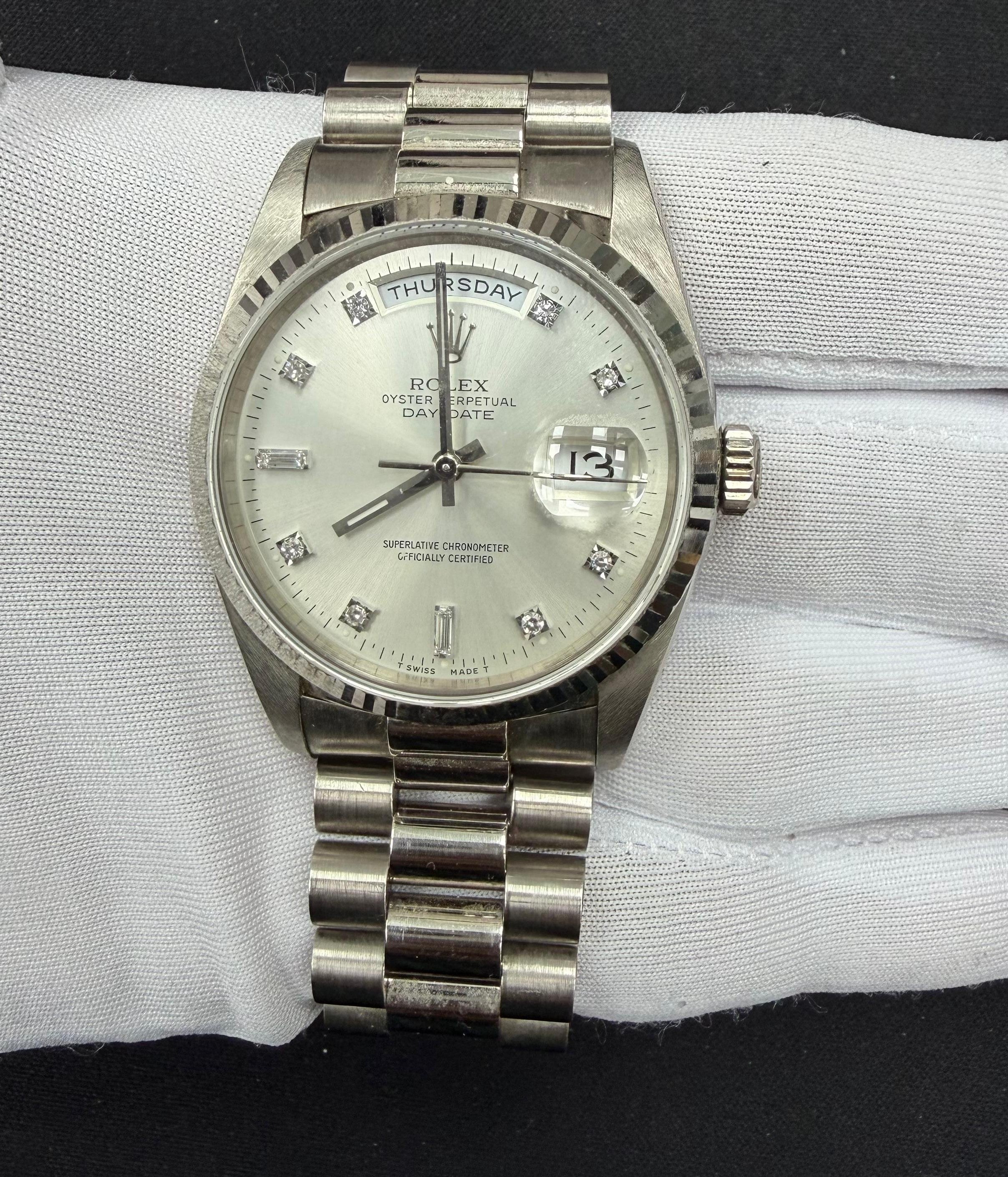 Rolex Day-Date 36mm Stainless Steel MOP Diamond Dial