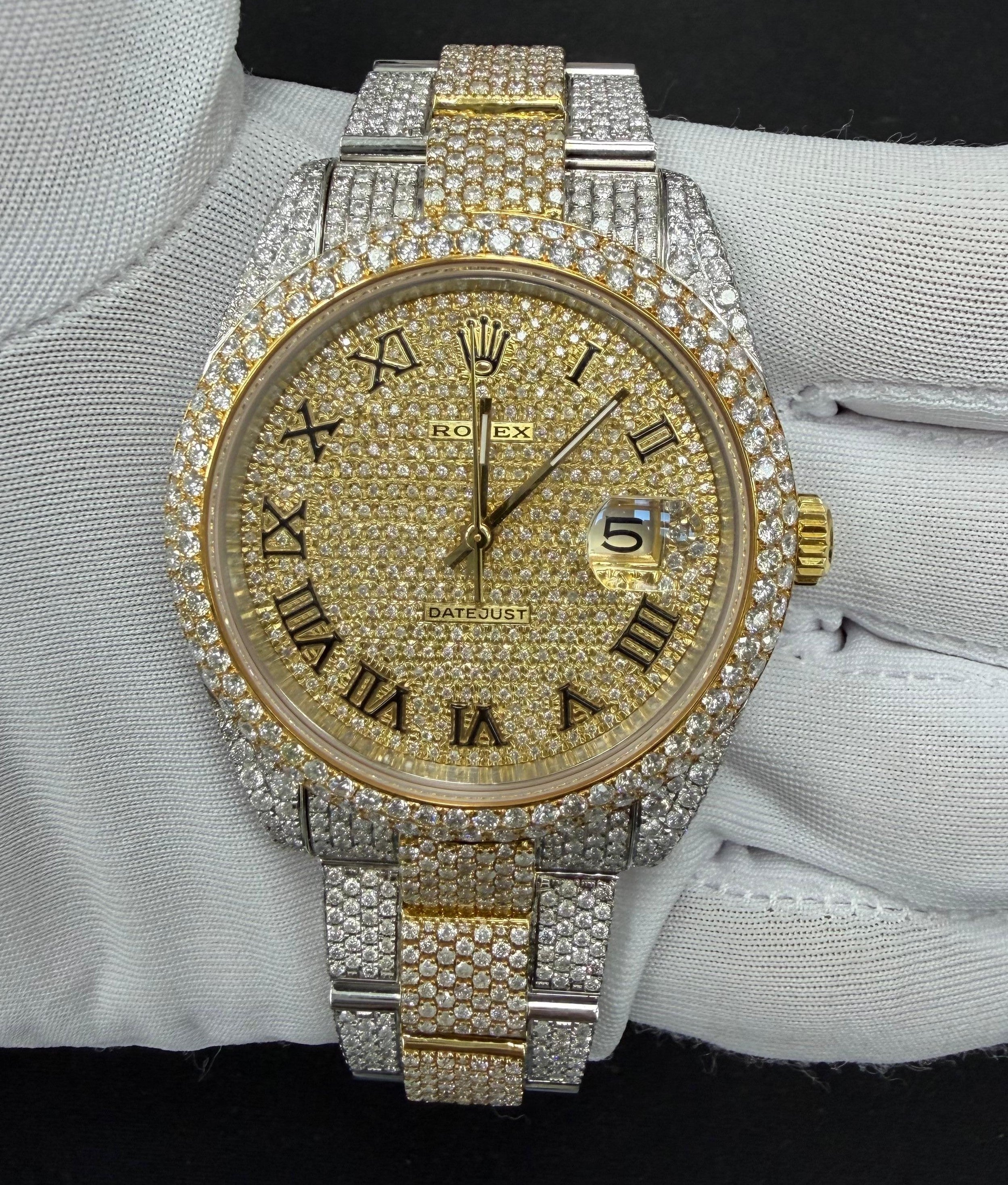 Rolex Datejust 41mm Two-Tone 18K Yellow Gold & Steel Roman Diamond Dial Ref. 126300